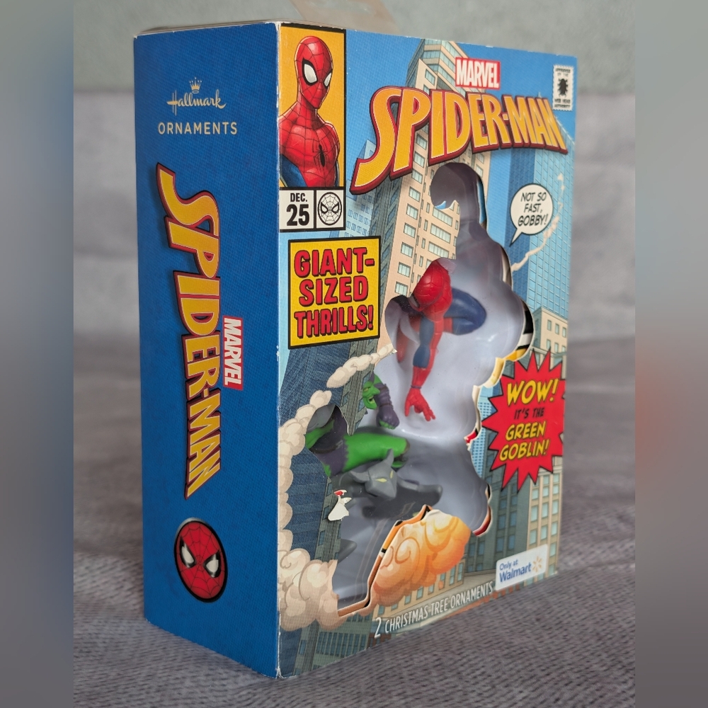 Hallmark Spider-Man & Green Goblin Ornament 2 Pack Comic Book Box Christmas 2023